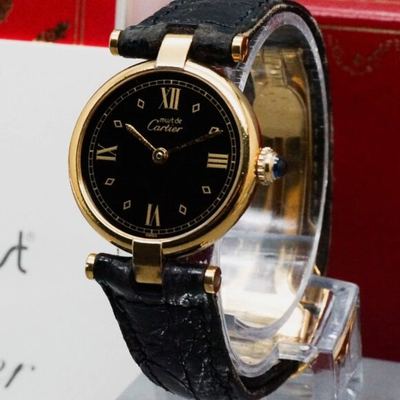 Cartier Accessories - Cartier Must Vendome Black Dial Quartz Women's Watch With Full Box